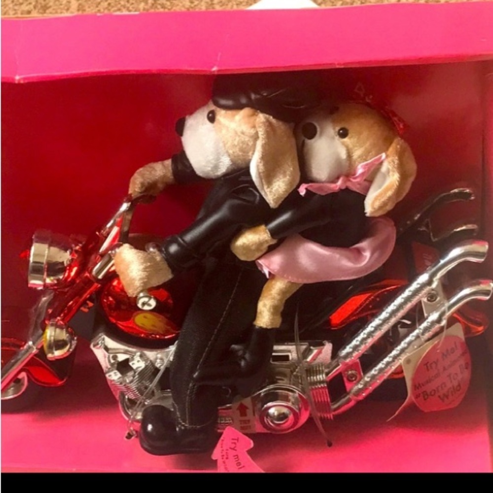 VTG,DanDee Animateb Musical Valentine's Motorbike Couples Plush Set